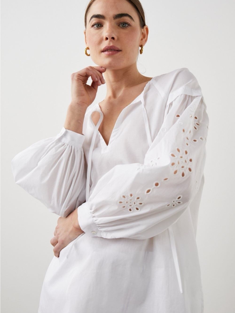 RAILS • Dari beach white eyelet sleeve top blouse - Small